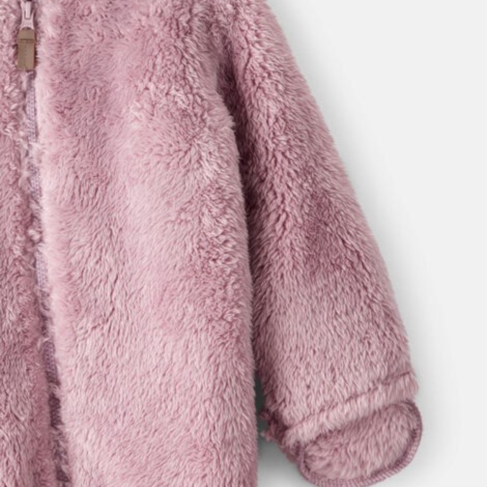 Just One You by Carter’s Pink Sherpa Bear Ear Hooded Pram Bunting Suit 3M - Picture 2 of 6